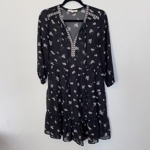 Daniel Rainn Black Floral Boho Flowy Dress